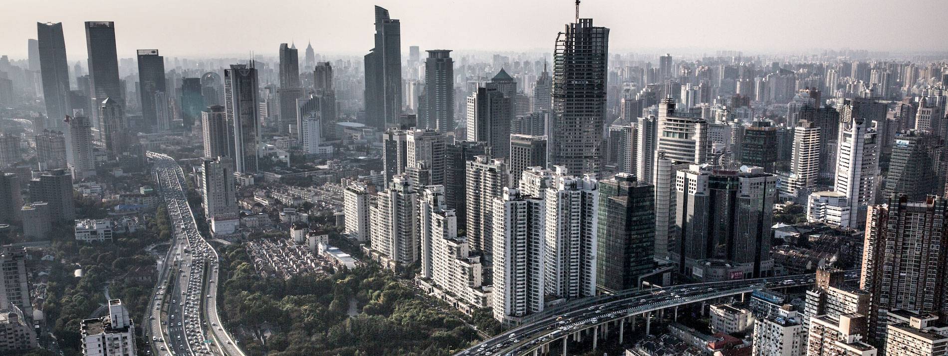 An aerial view of Shanghai.